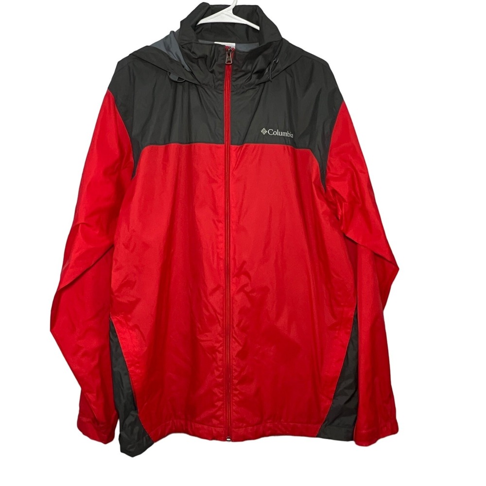 Columbia Windbreaker‎ Full Zip Hooded Large RED/BLACK